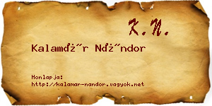 Kalamár Nándor névjegykártya