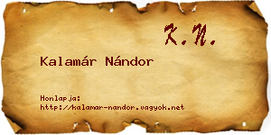 Kalamár Nándor névjegykártya